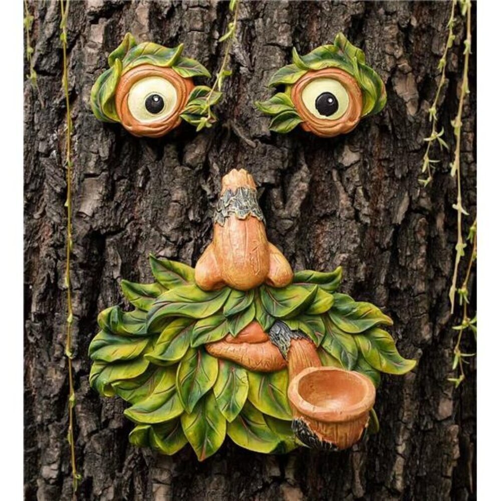Whimsical Tree Face Garden Decor with Bird Feeder